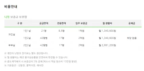 미리내-실버타운-비용정보
